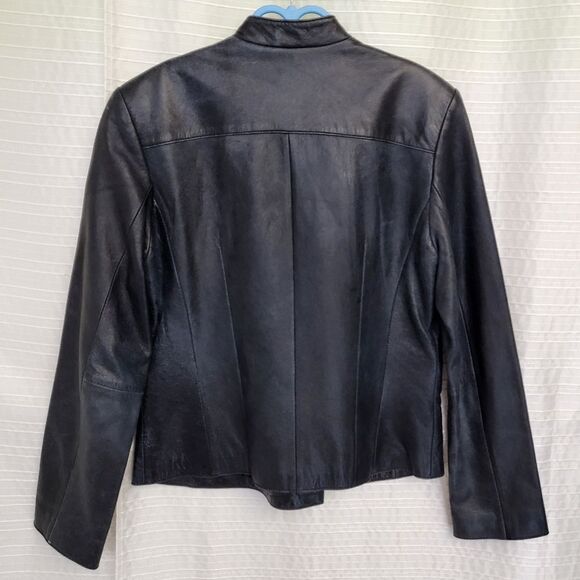 INC Intl Moto Jacket Leather Double Breasted Black Distressed VTG Women's S - Picture 5 of 16